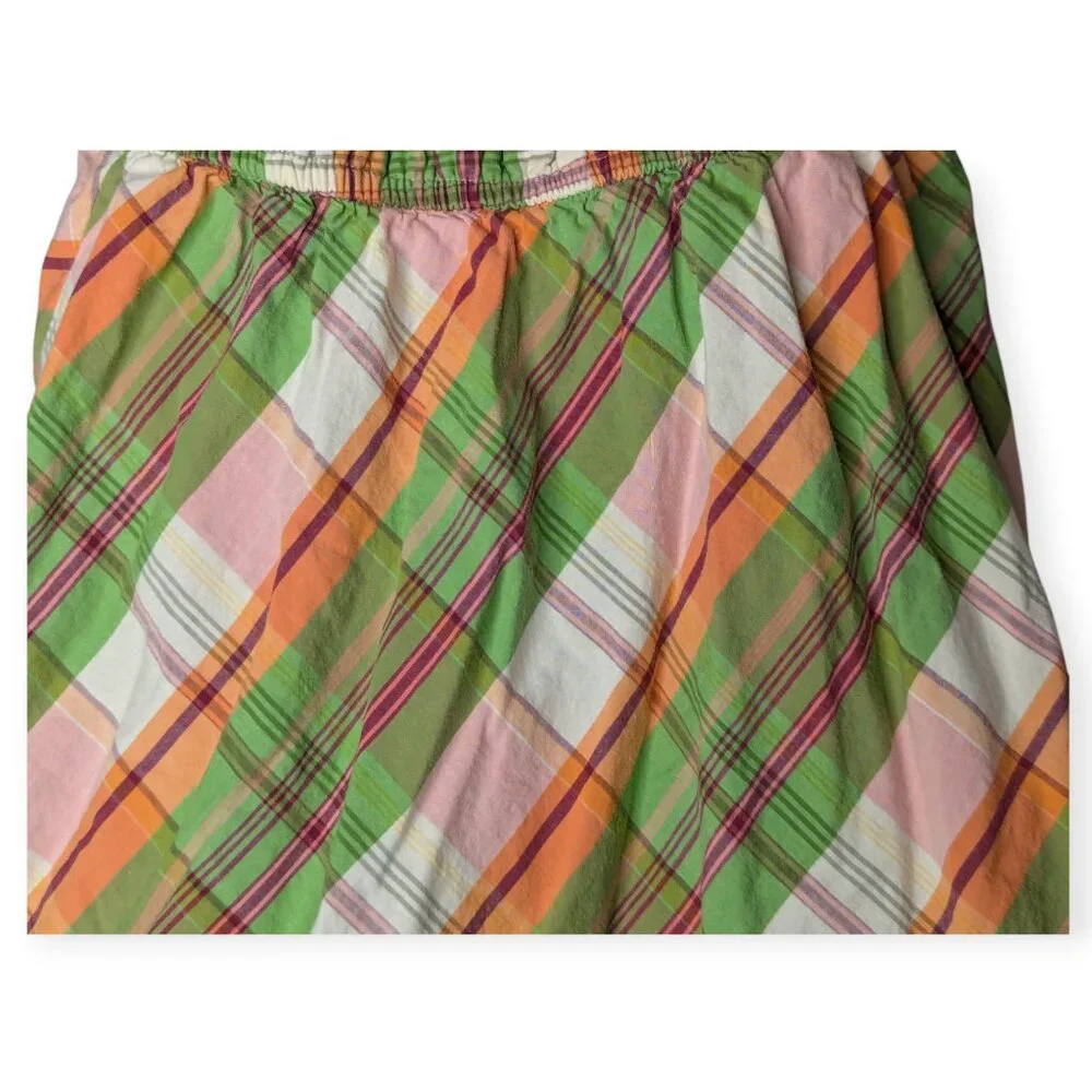 Gymboree Spaghetti Strap Green & Orange Plaid A Line Girls Dress Size 7